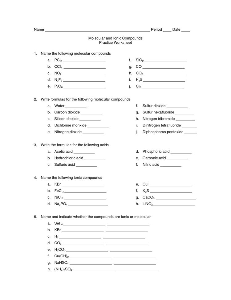 Naming Covalent Compounds Worksheet Answers