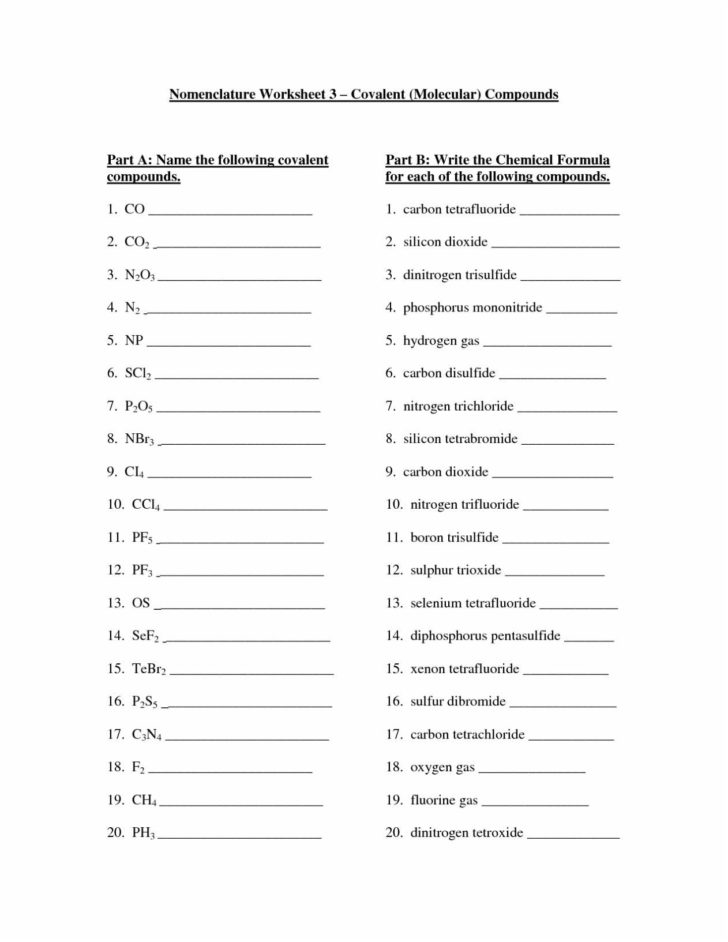 Naming Compounds Worksheet