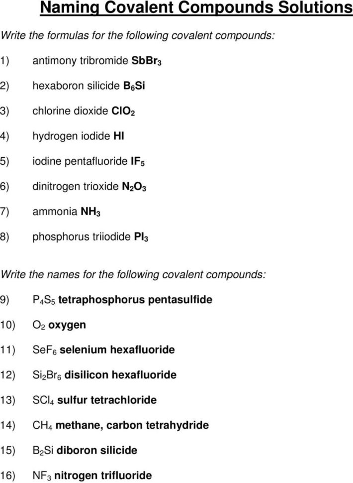 Naming Ionic Compounds Answer Key  Pdf