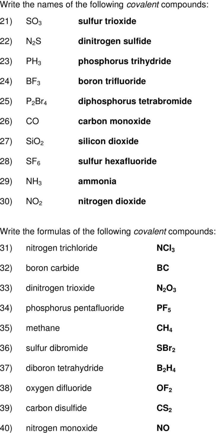 Ionic And Covalent Compounds Worksheet