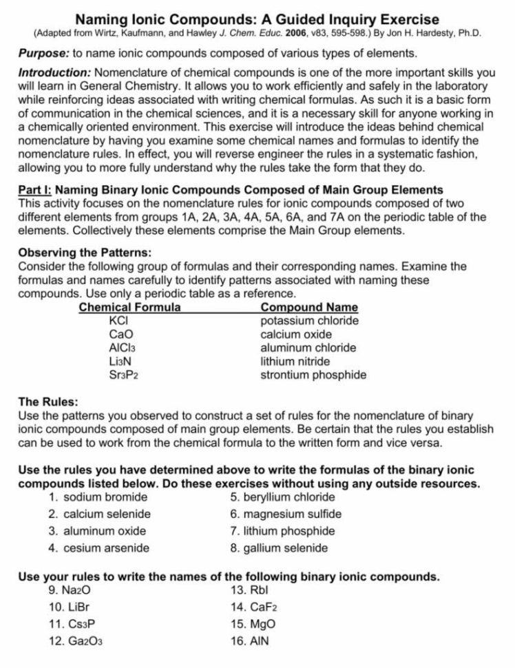 Naming Ionic Compounds Worksheet 650843  Naming Ionic