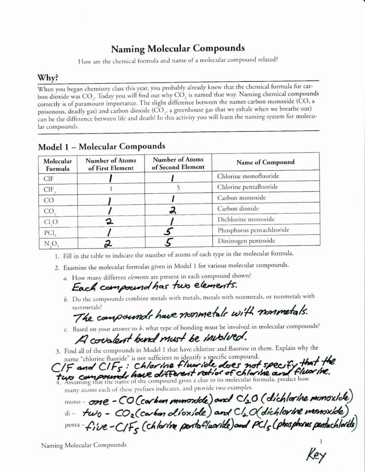 Naming Molecular Compounds Pogil Answers  Netvs