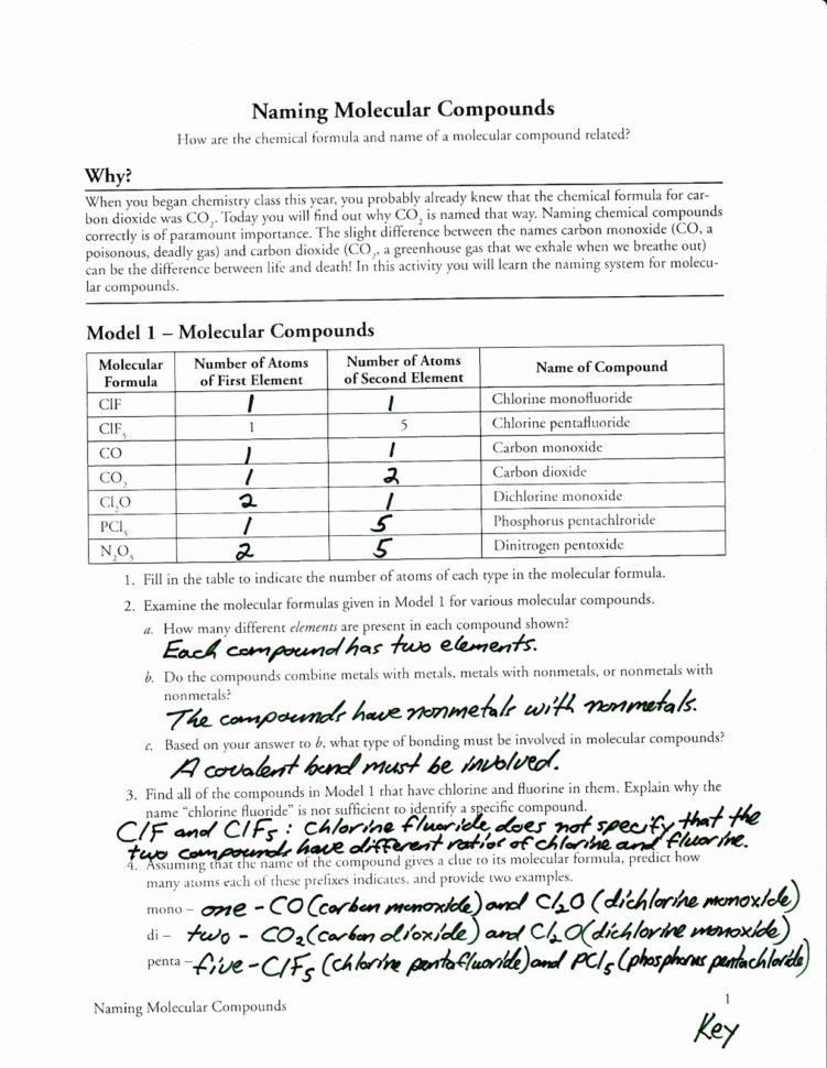 Naming Molecular Compounds Pogil Answers  Netvs