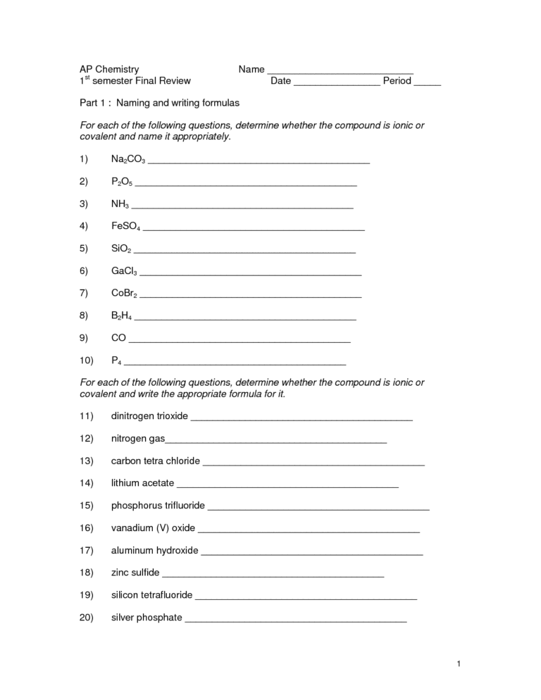 Naming Molecular Compounds Worksheet Answers Pogil — db-excel.com