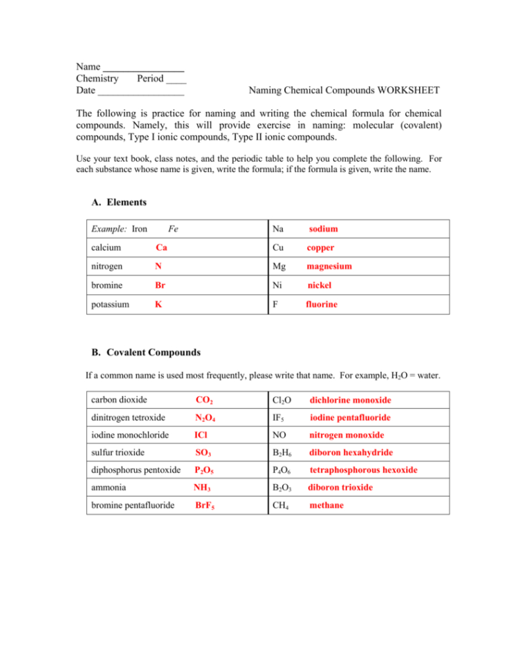 Naming Packet Answers