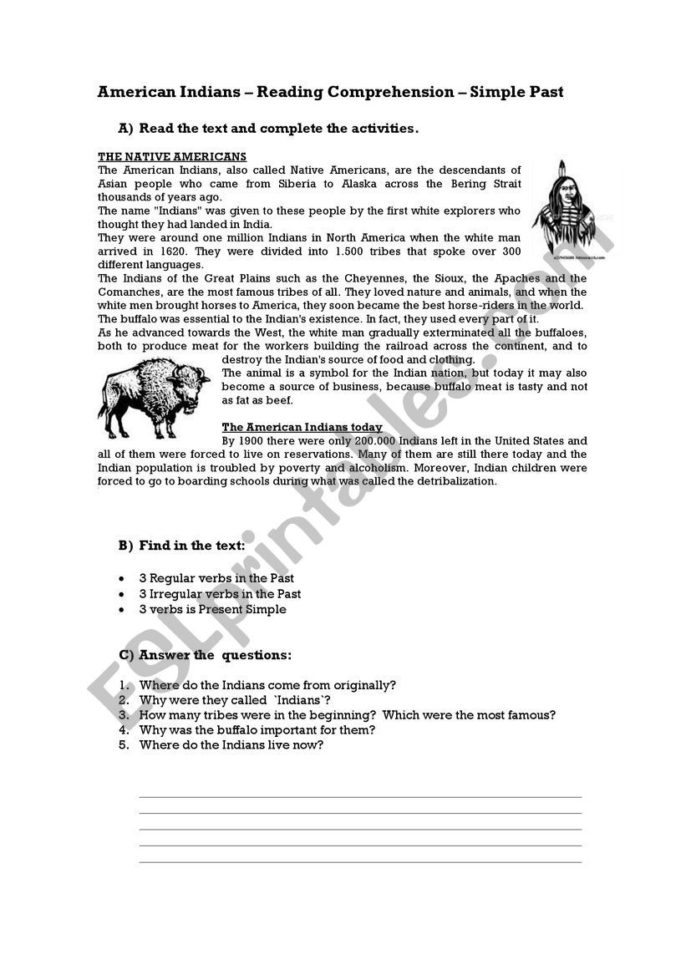 Native Americans  Esl Worksheetcarla78