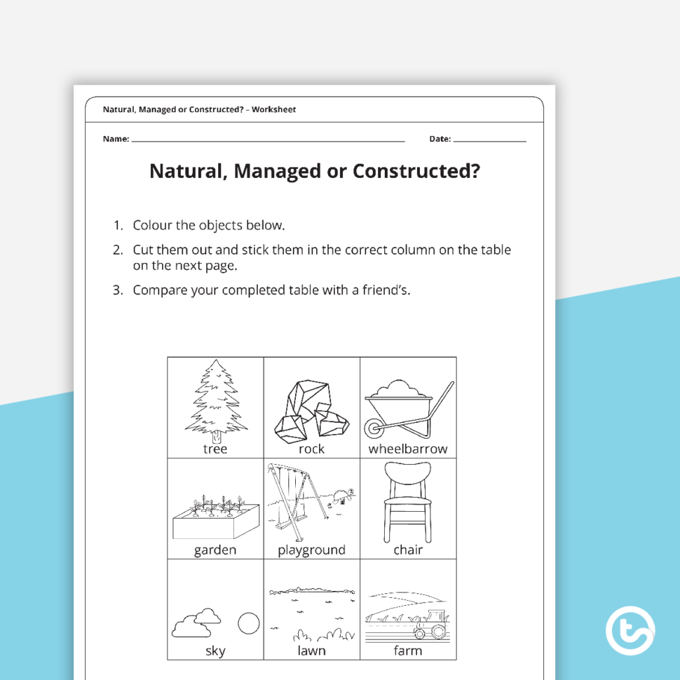 Natural Managed Or Constructed  Worksheet Teaching