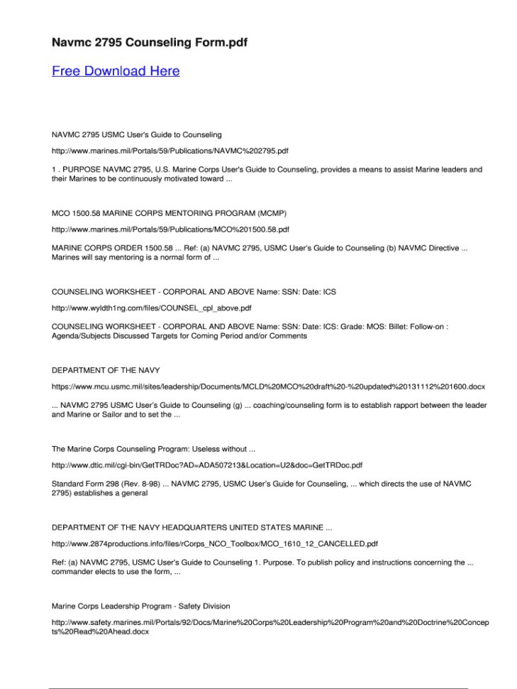 Navmc 2795 Counseling Worksheet  Fill Online Printable Navmc 2795 Counseling Worksheet  Fill Online Printable