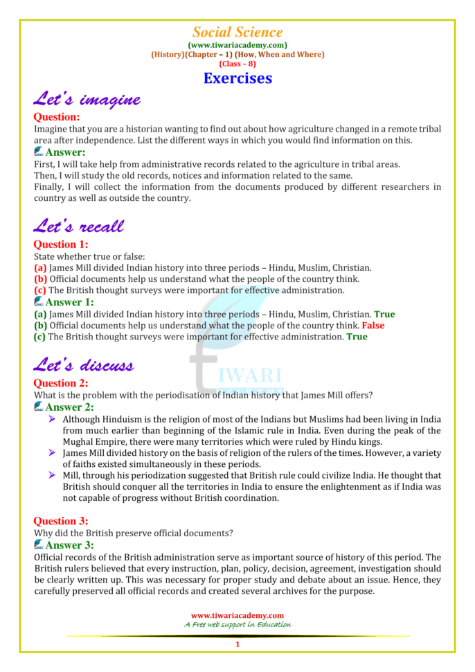 Ncert Solutions For Class 8 History Chapter 1 How When And