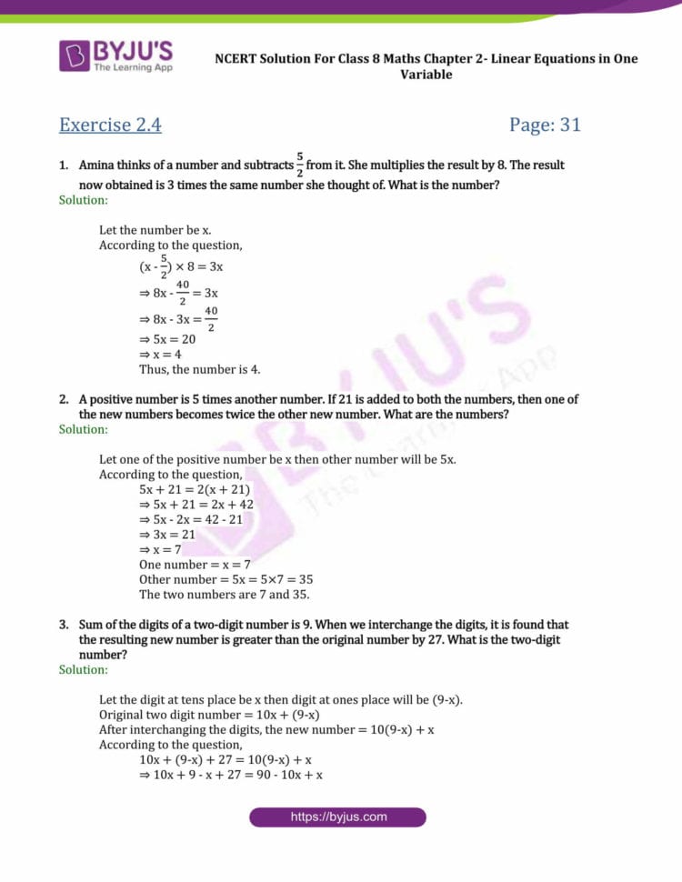 Ncert Solutions For Class 8 Maths Exercise 24 Chapter 2