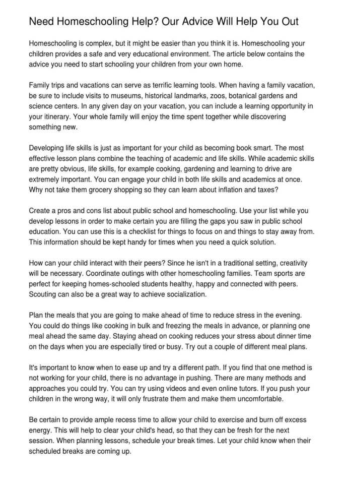 Need Homeschooling Help Our Advice Will Help You Out