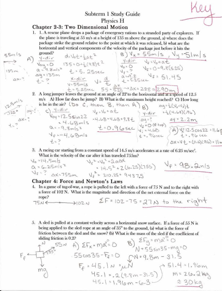 Net Force Worksheet Answer Key