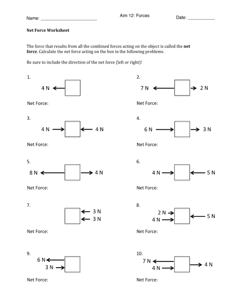 Net Force Worksheet Answers  Fill Online Printable