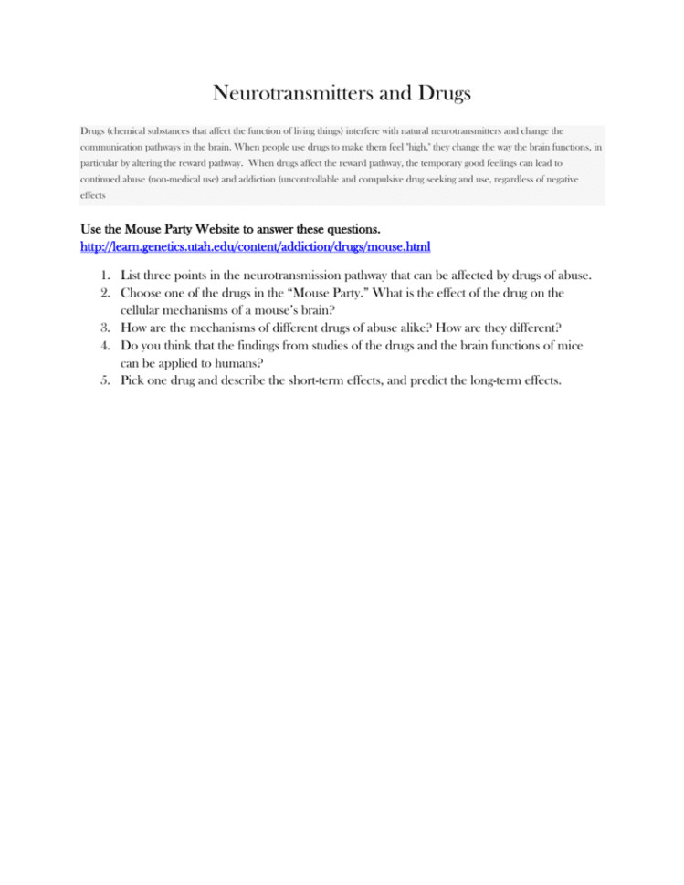 Neurotransmitters And Drugs