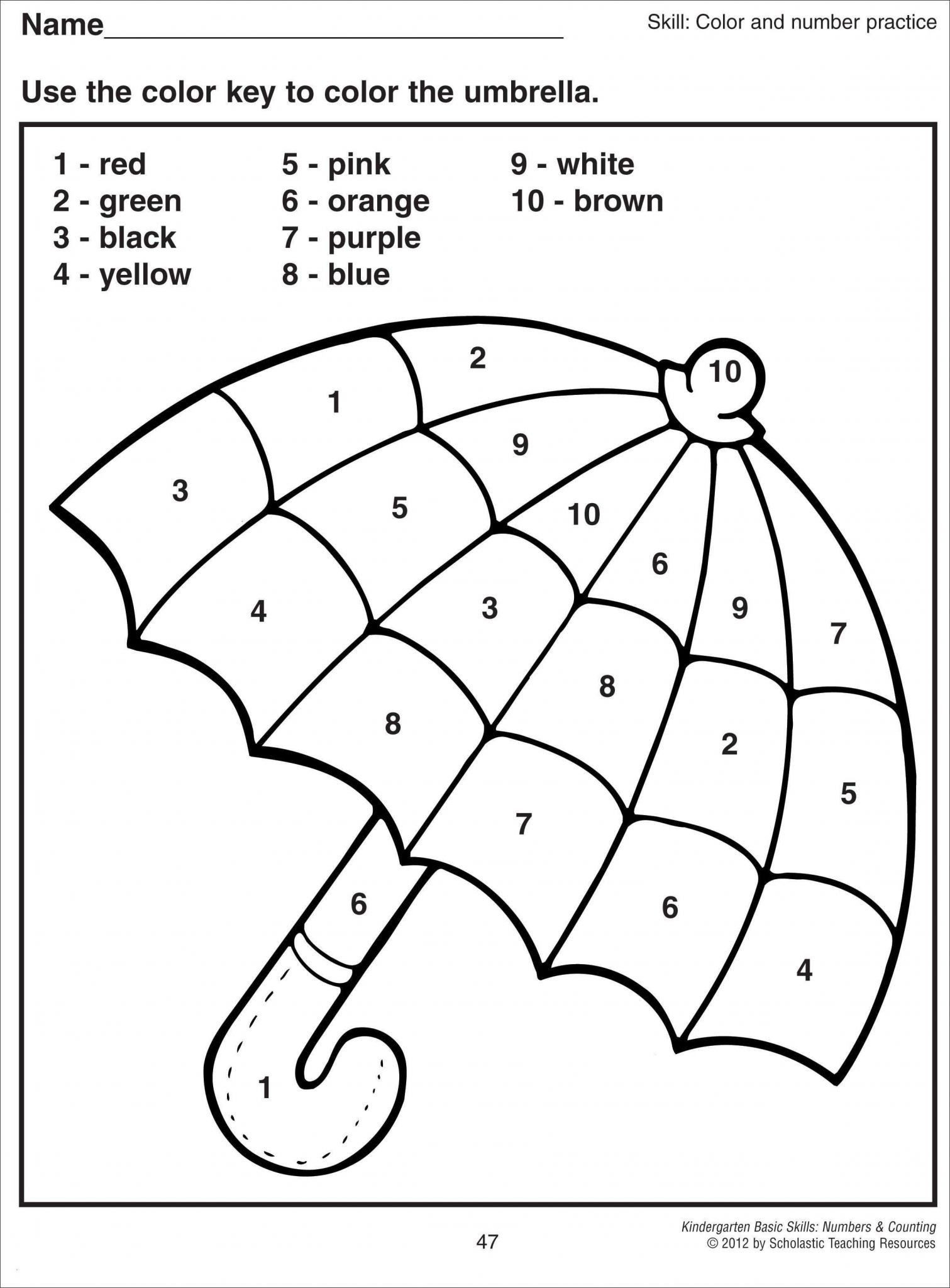 New Number Sheets For Preschoolers – Coloring