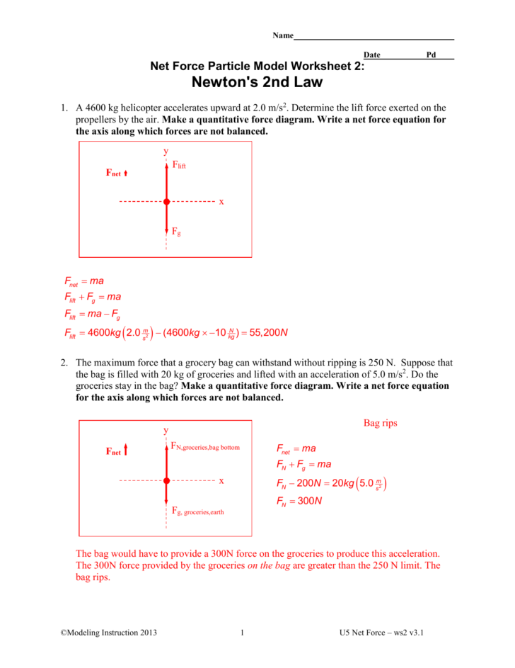 Force And Acceleration Worksheet Answers