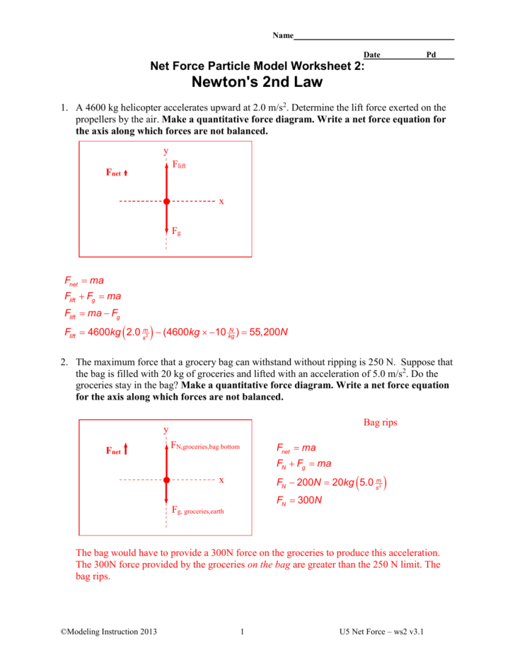 Net Force Worksheet Answer Key — db-excel.com