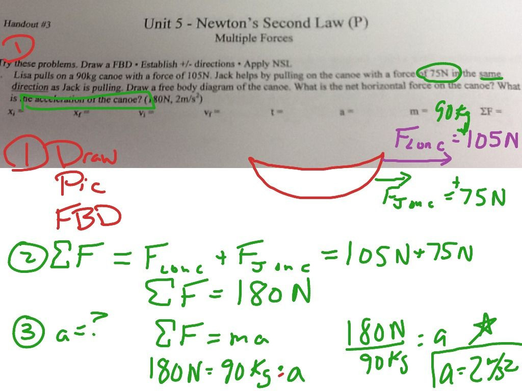 Newton039s Second Law Worksheet Answers