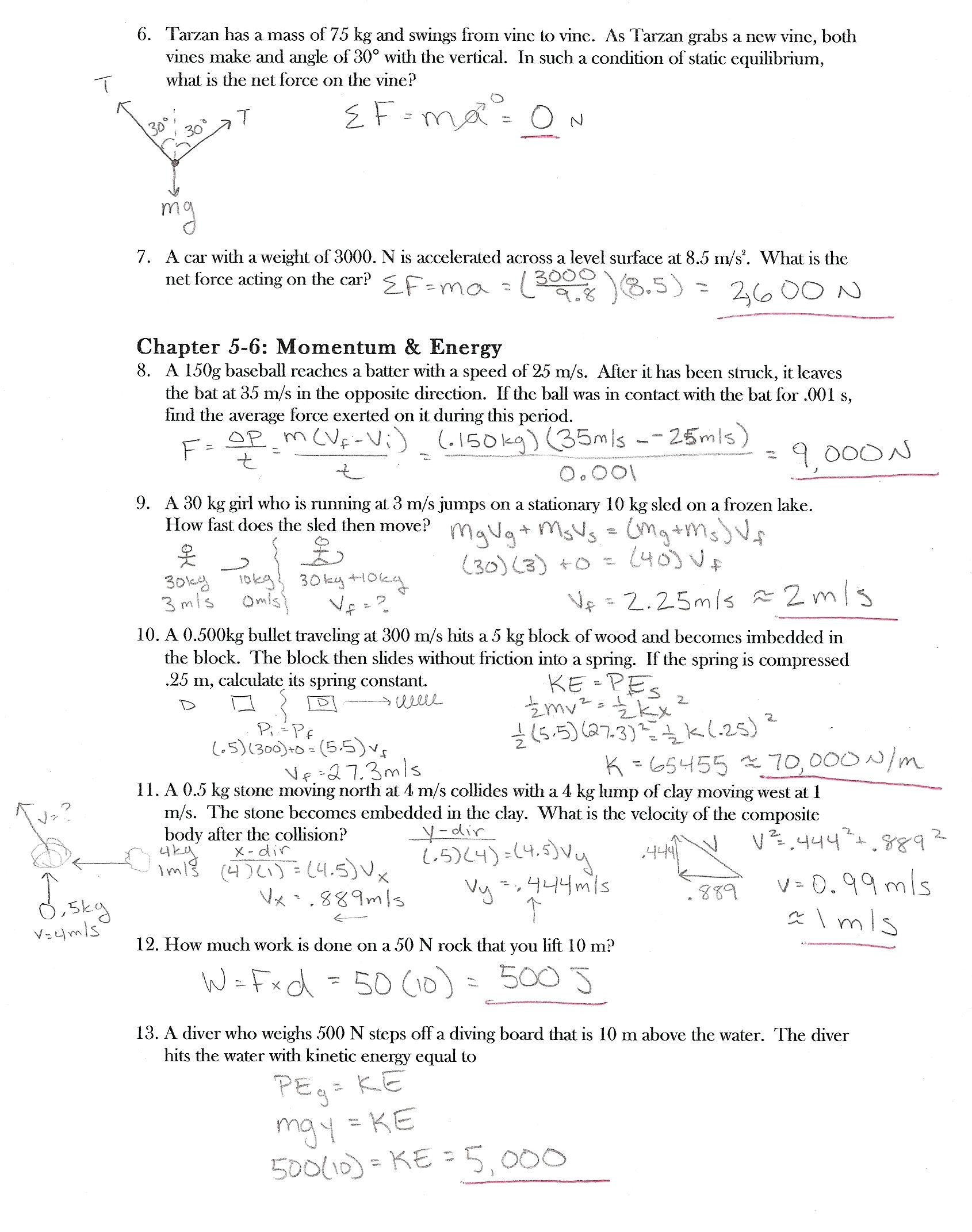 Newton Laws Worksheet Answers