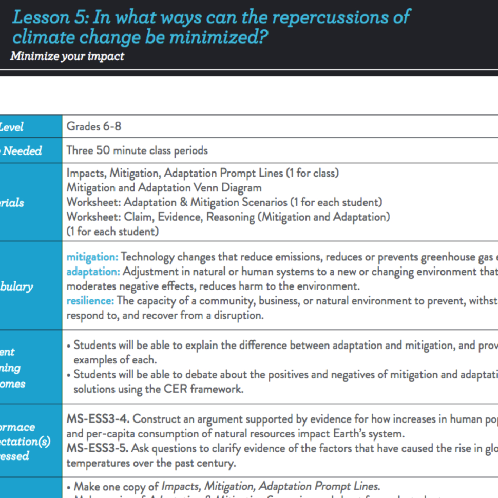Next Generation Climate Lesson 5  In What Ys Can The