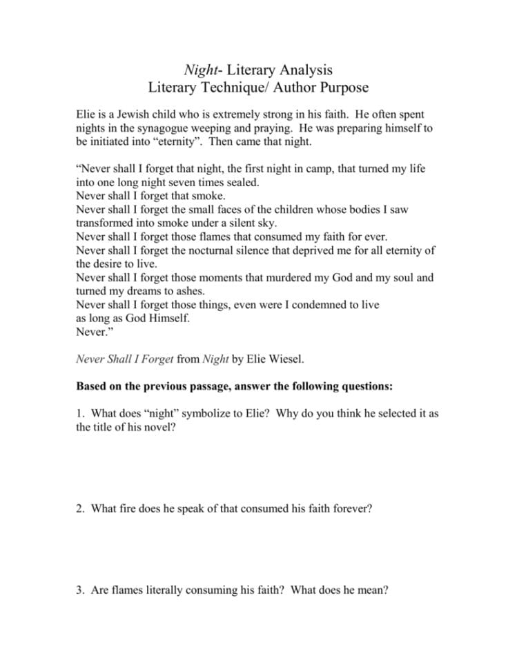 Night Literary Analysis