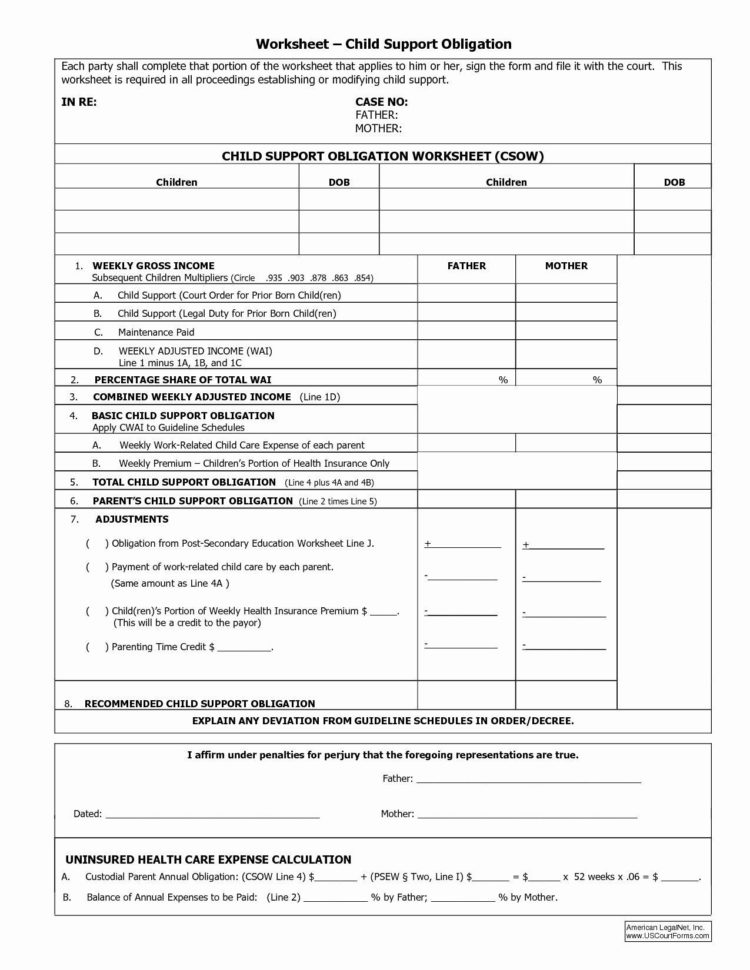 Nm Child Support Worksheet