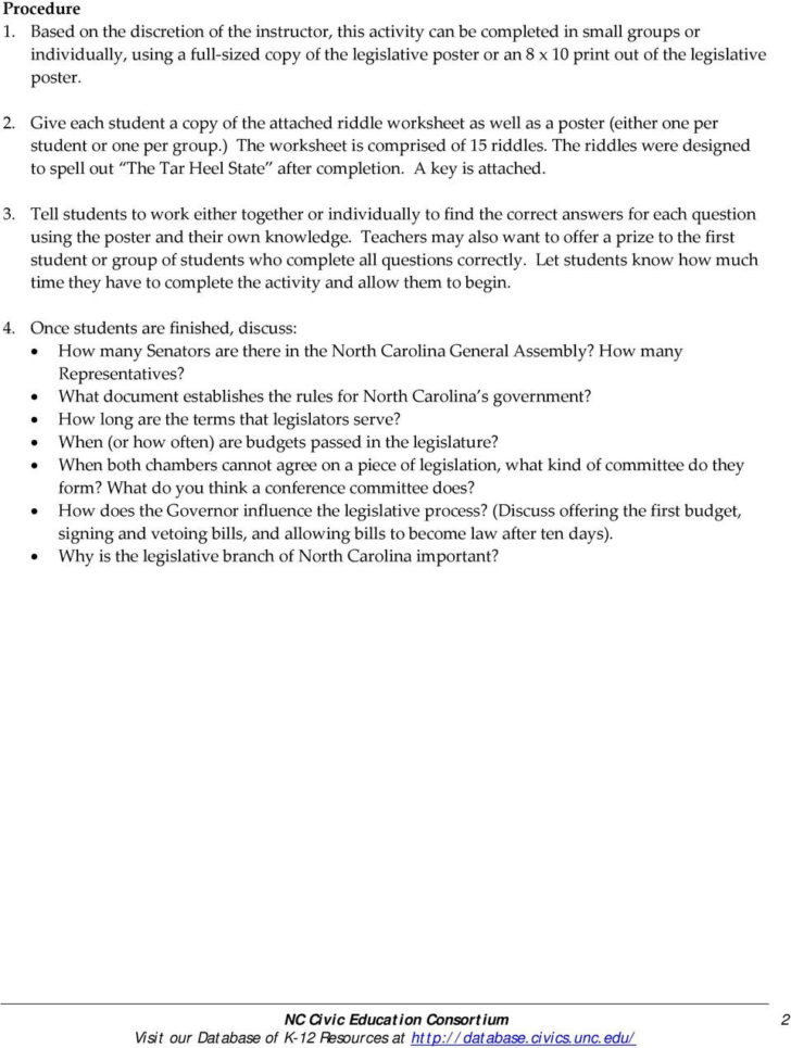 Legislative Branch Worksheet Middle School