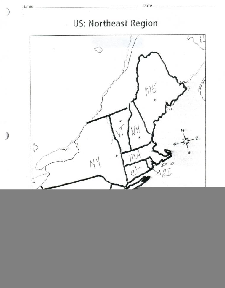 Northeast Region States And Capitals Us Blank Map State New