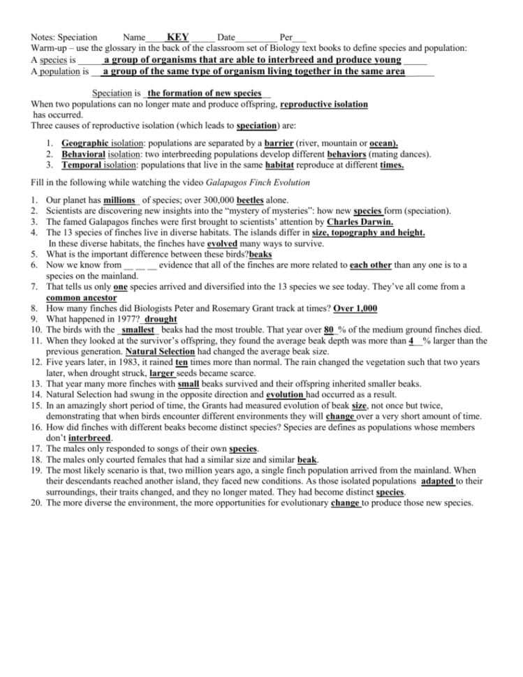 Notes Speciation Name Key  Date Per