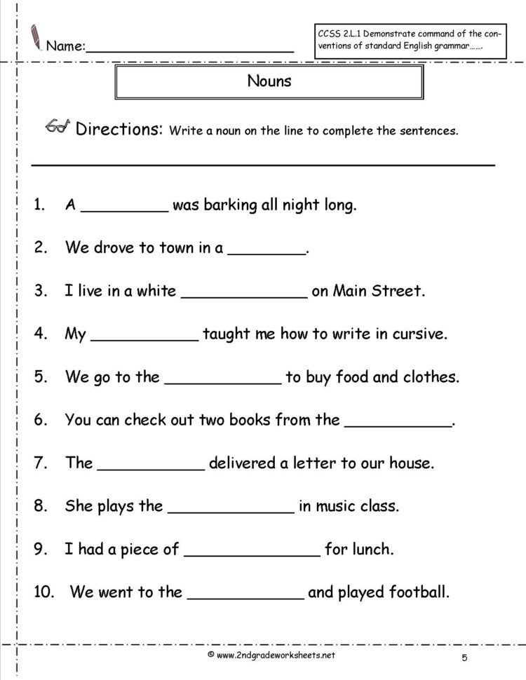 Nouns Worksheets And Printouts