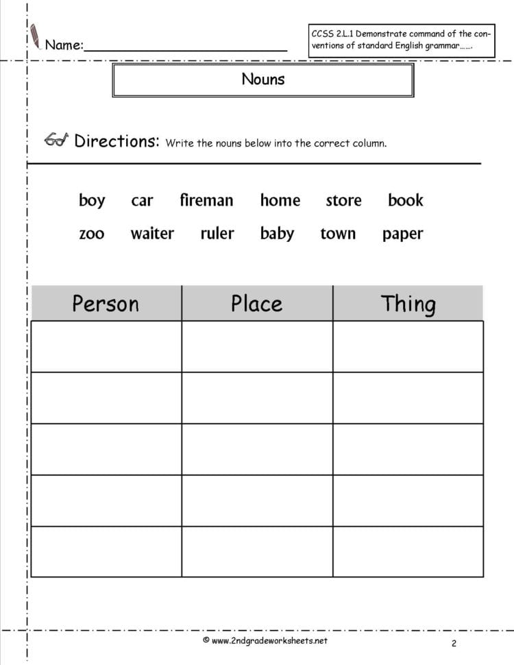 Nouns Worksheets And Printouts