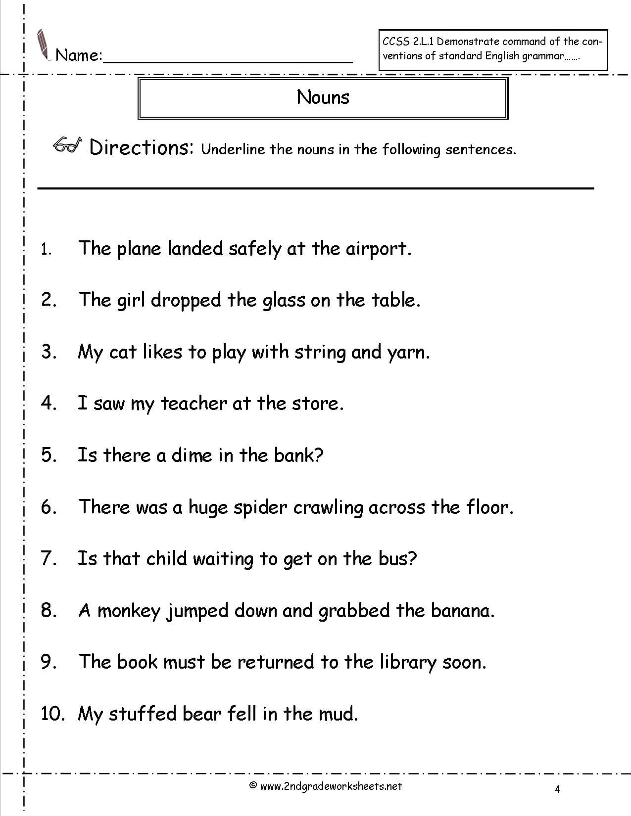12 Best Images Of Nouns And Pronouns Worksheets Grade 2 Find The 