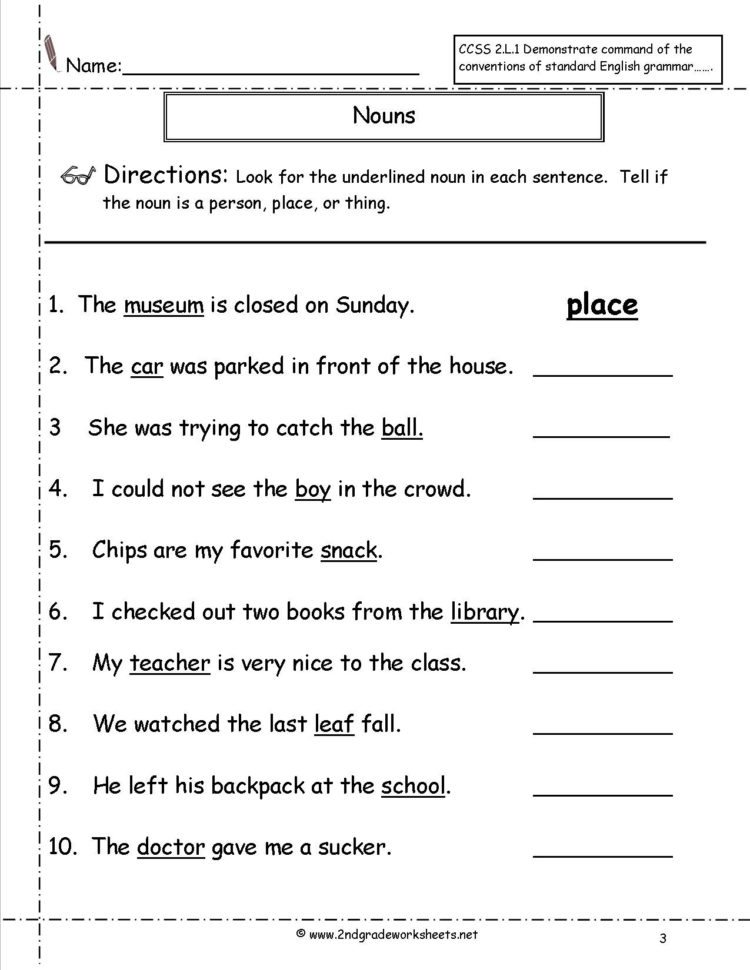 Nouns Worksheets And Printouts