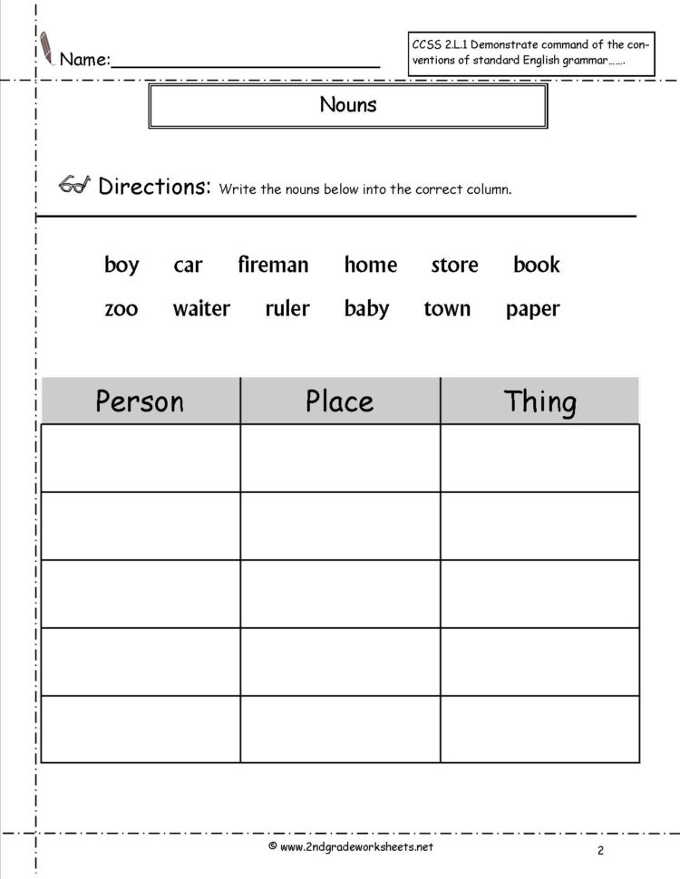 Nouns Worksheets And Printouts