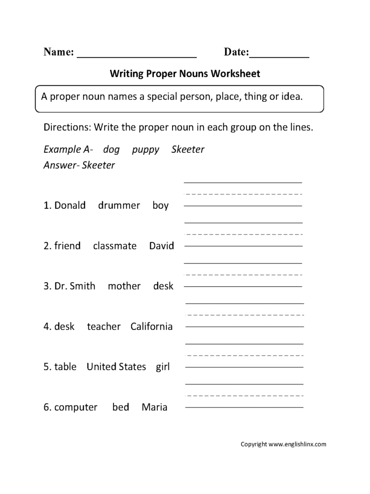Nouns Worksheets  Proper And Common Nouns Worksheets