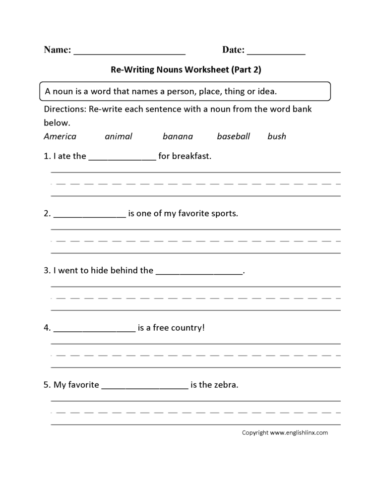 Noun Worksheets For Grade 1 — db-excel.com