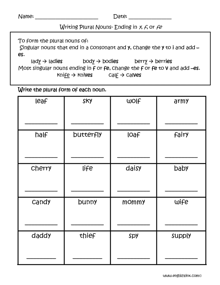 Nouns Worksheets  Singular And Plural Nouns Worksheets