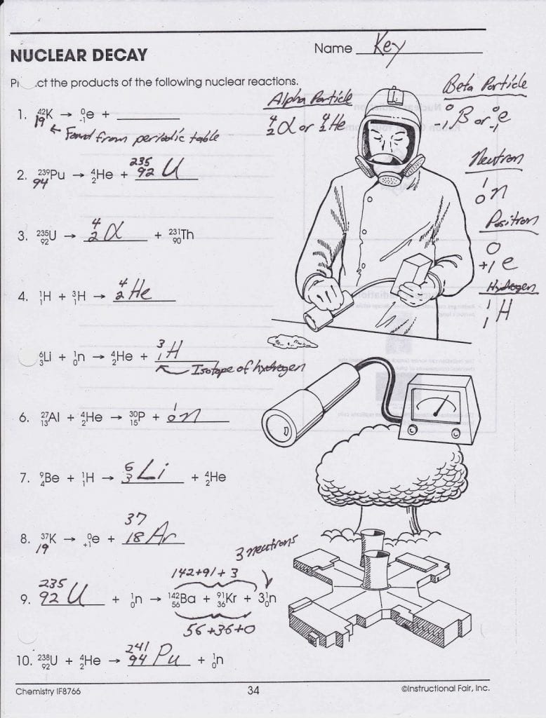 Nuclear Decay Worksheet Answers Chemistry Cursive Worksheets Db excel