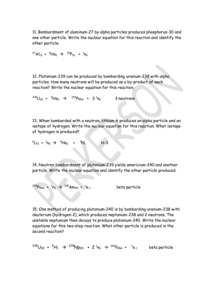 Nuclear Equations Worksheet Answers  Typepad Pages 1  3