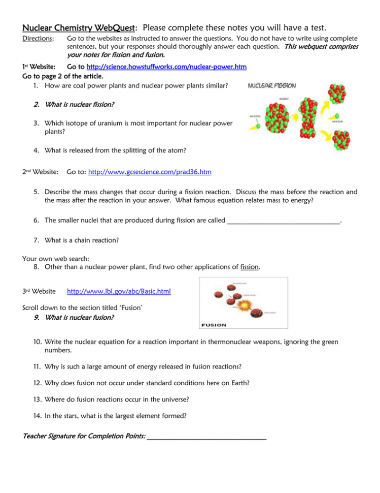 Fission And Fusion Worksheet Answer Key