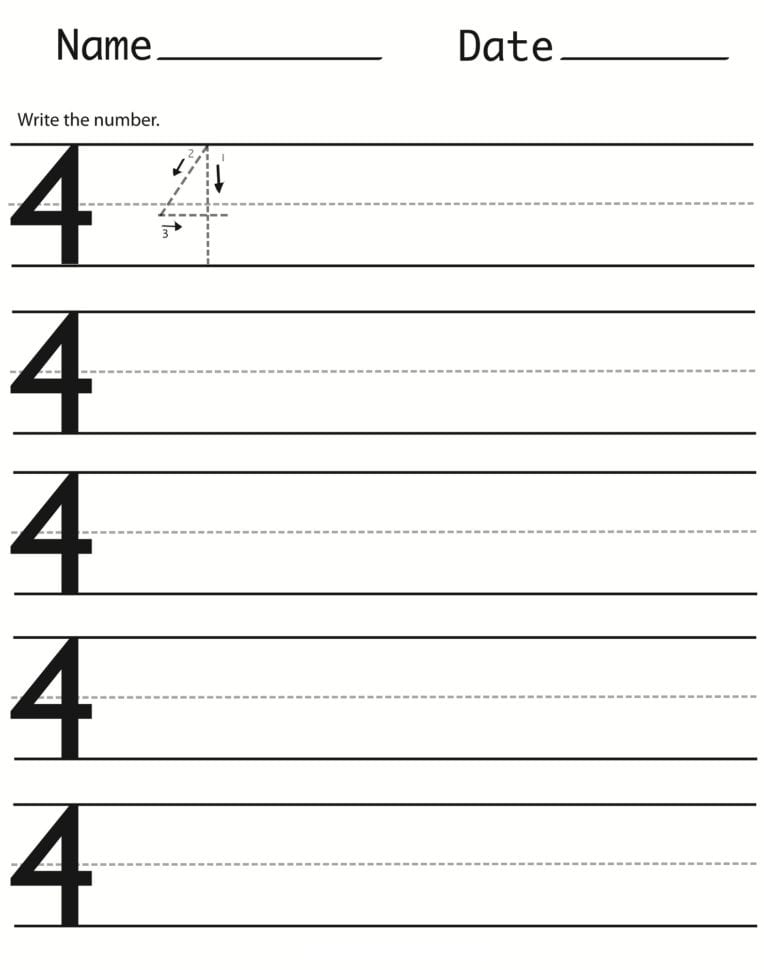Number 4 Worksheets For Children  Activity Shelter