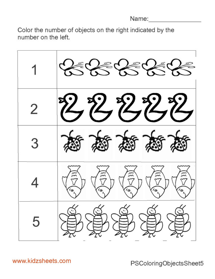 Number 5 Tracing Worksheets Preschool  Printable Coloring