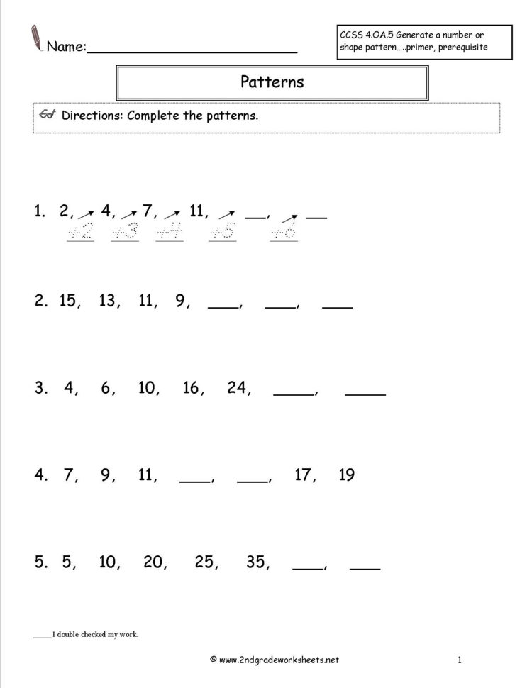 Number And Shape Patterns Worksheets
