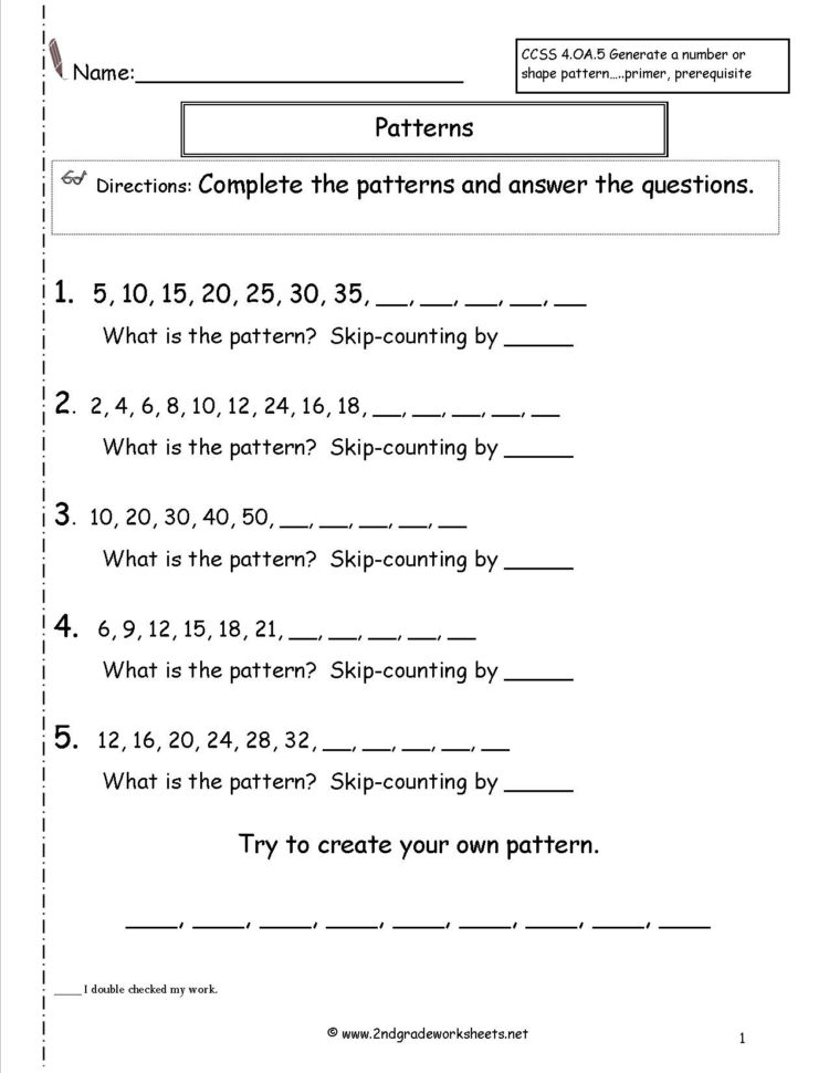 Number And Shape Patterns Worksheets