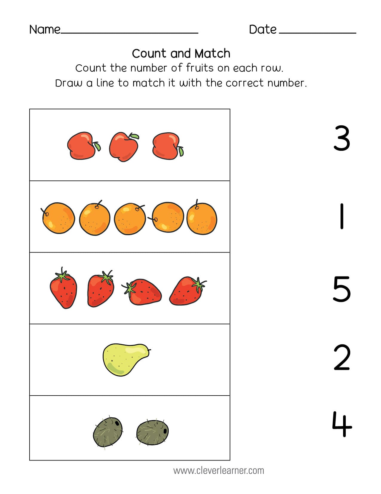 Number Matching Number To Number Worksheets 1 5