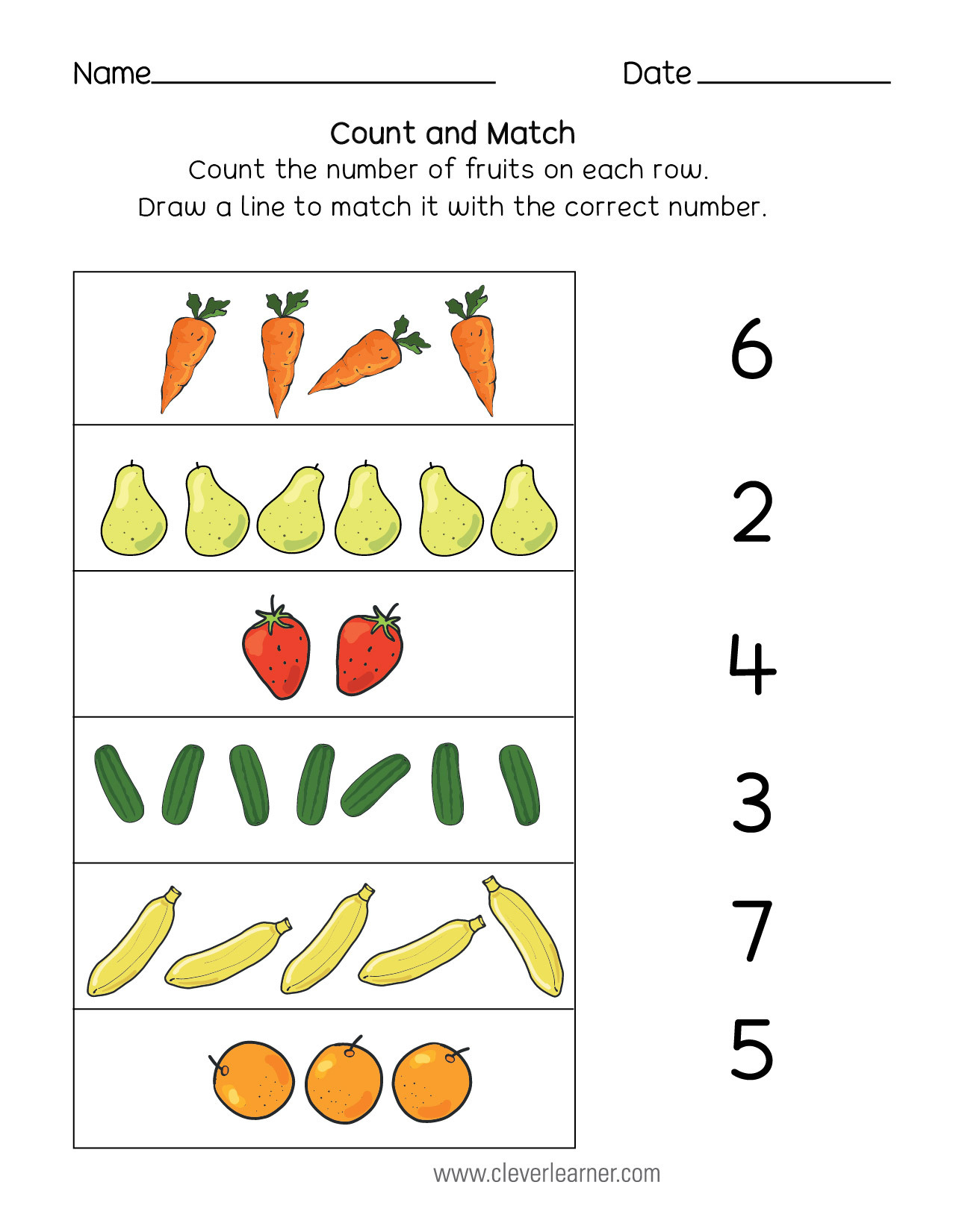 Number Matching Counting And Number Writing Worksheets