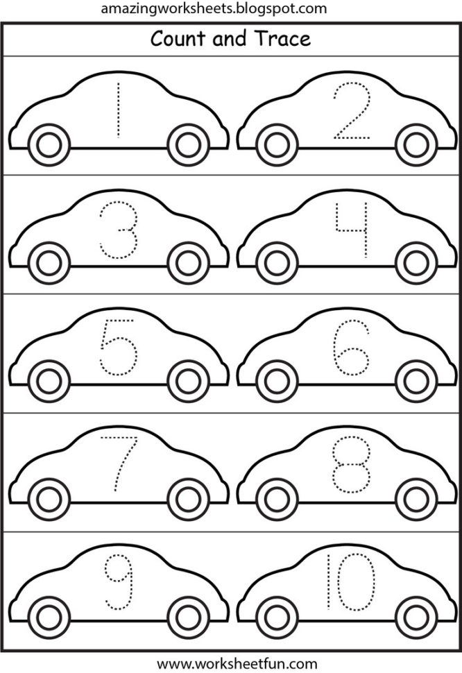 Number Tracing Cars  Crafts And Worksheets For Preschooltoddler