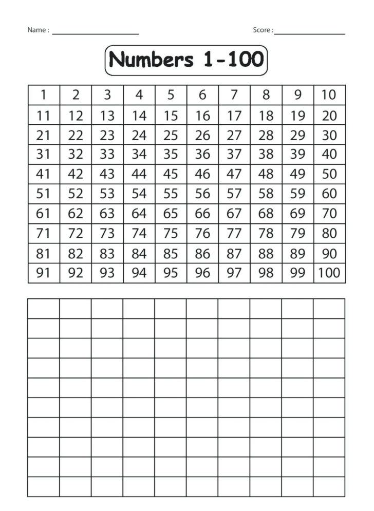 Number Tracing Worksheets 1 100