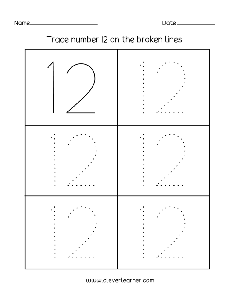 Number Twelve Writing Counting And Identification Printable
