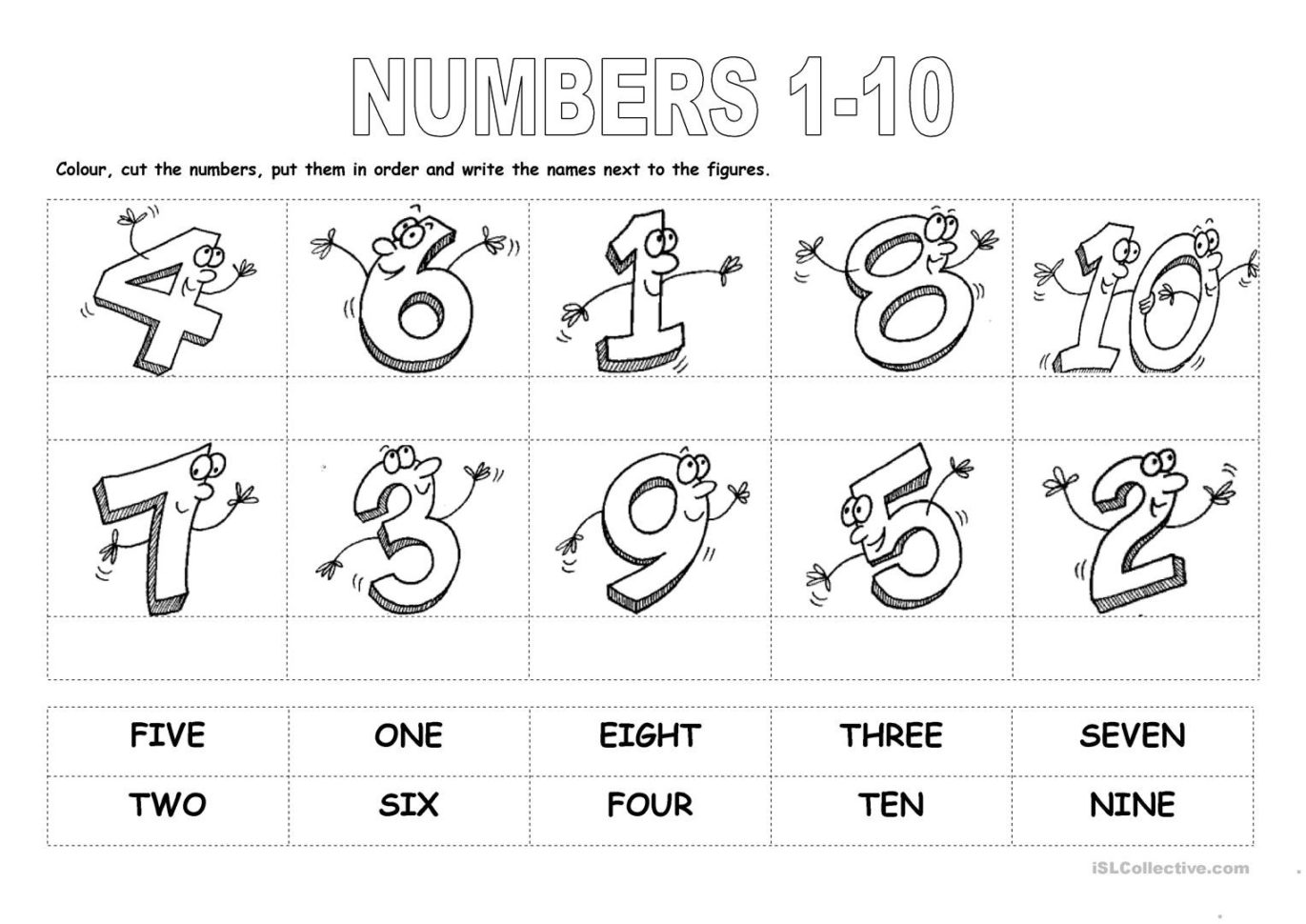 Numbers 110  English Esl Worksheets